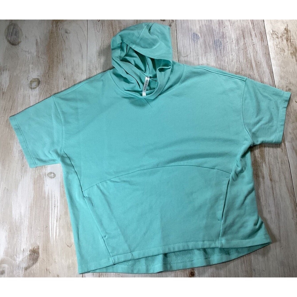 Fabletics Hooded Short Sleeve Shirt Hi Low Hadley Size Large In Green